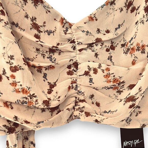 NWT! Nasty Gal ‘Prairie Floral’ Romantic Tie-Back Cropped Bralette - Picture 4 of 9